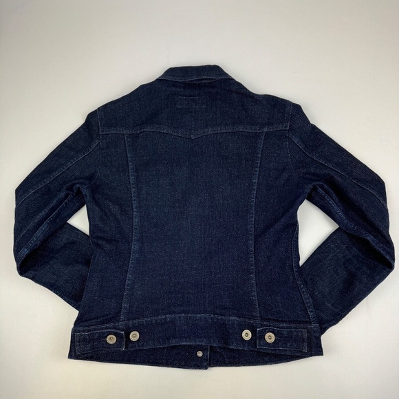 Levis Womens Size S Jean Jacket Blue Denim Button Dark Wash Stretch - Picture 4 of 6